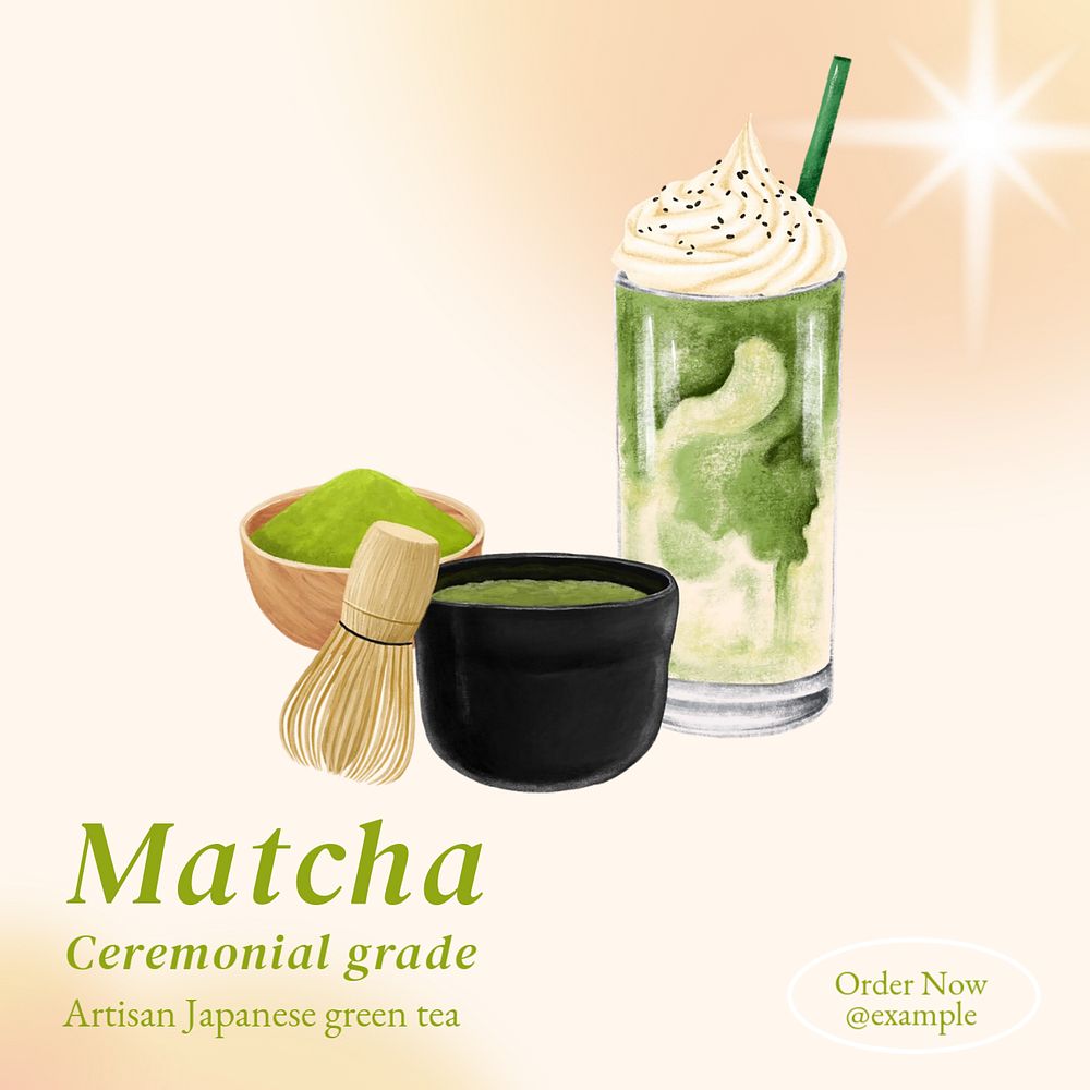 Ceremonial grade matcha Instagram post template, editable text