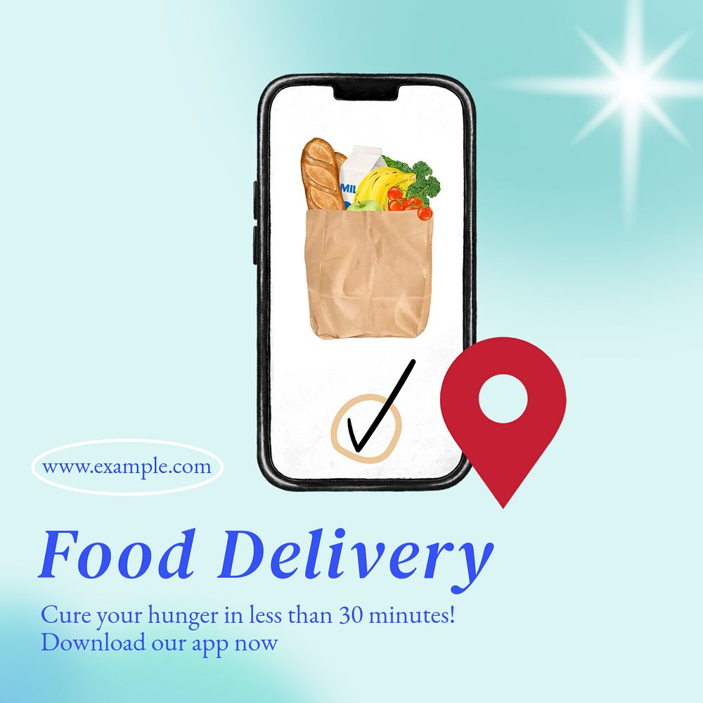 Food delivery Instagram post template, editable text