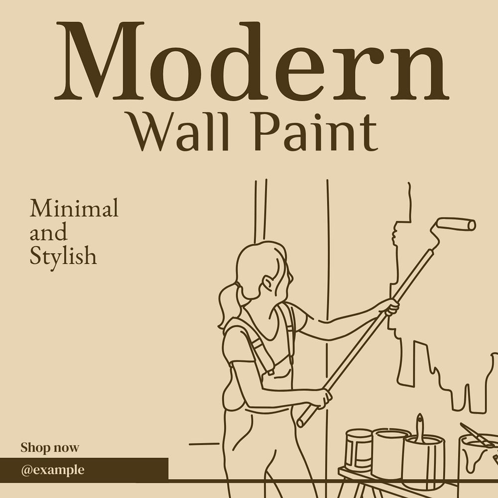 Wall paint Instagram post template, editable text