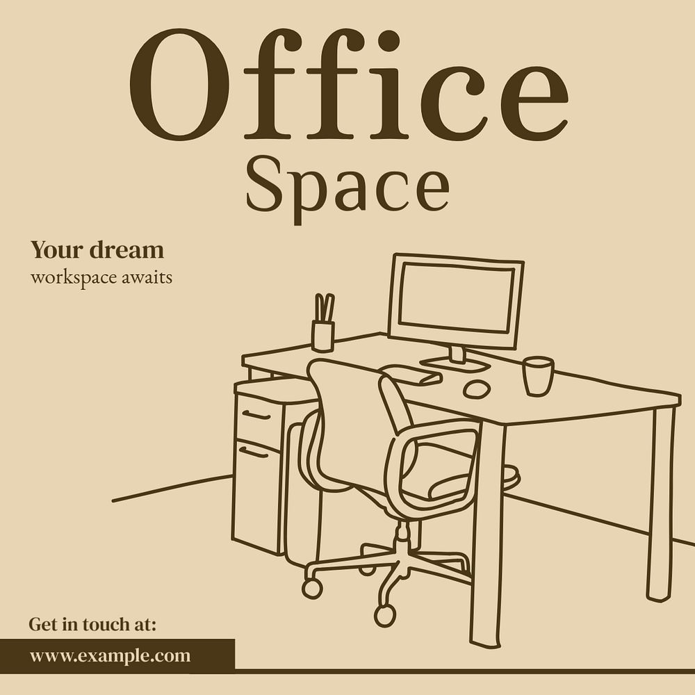 Office space Instagram post template, editable text