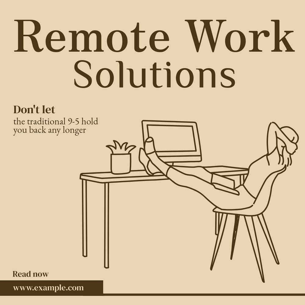 Home remote work Instagram post template, editable text