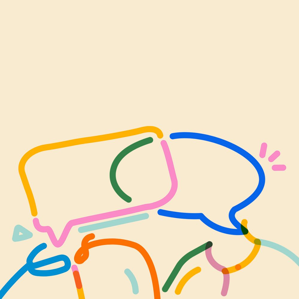 Speech bubble, colorful doodle line art, editable design