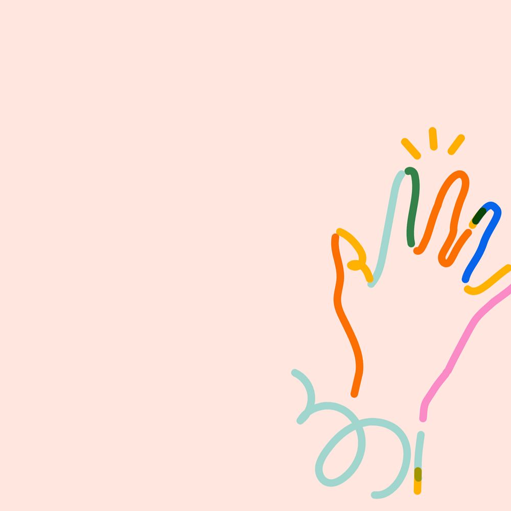 Raised hand, colorful doodle line art, editable design