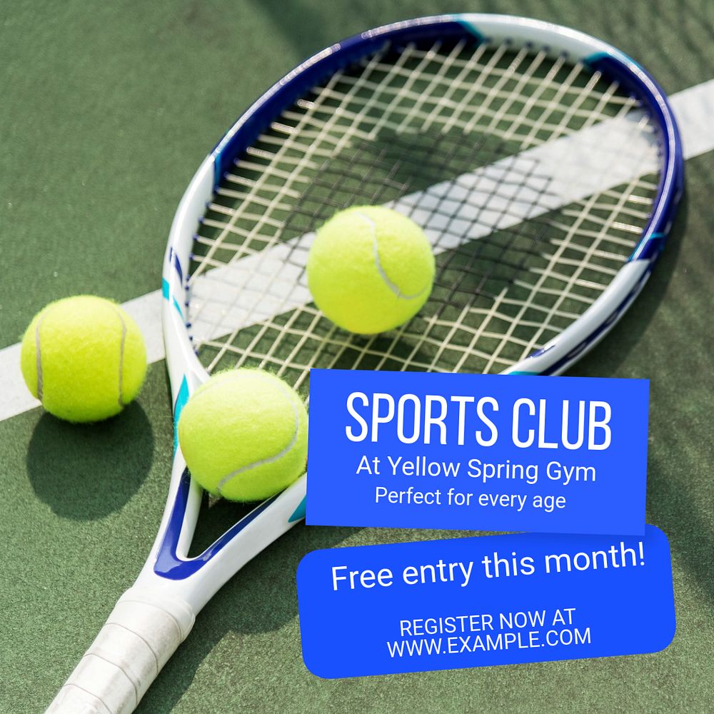 Sports club Instagram post template, editable text