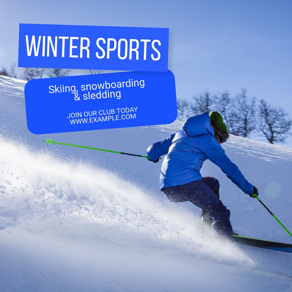 Winter sports Instagram post template, editable text