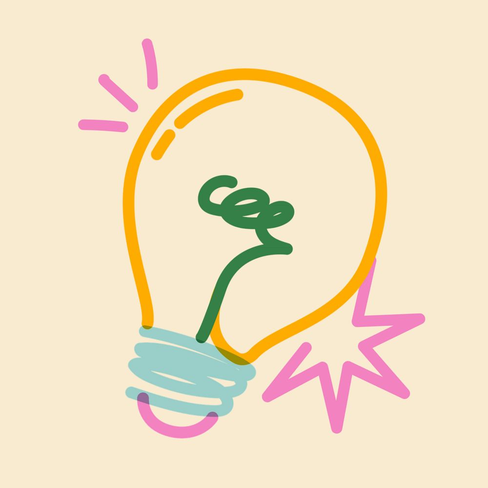 Light bulb cute doodle remix, editable design