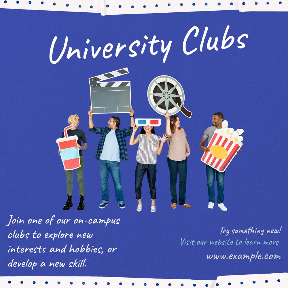 University clubs Instagram post template, editable text