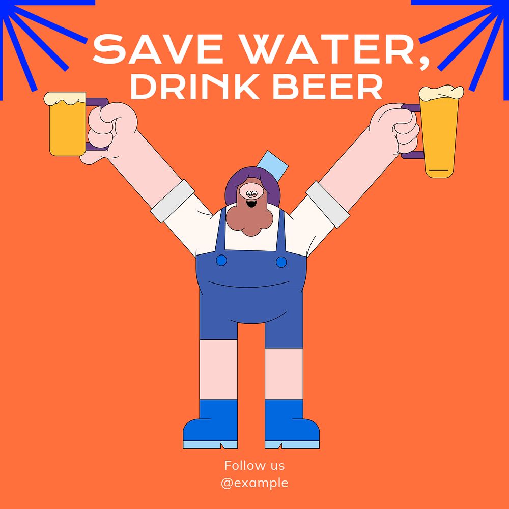 Save water drink beer Instagram post template, editable text