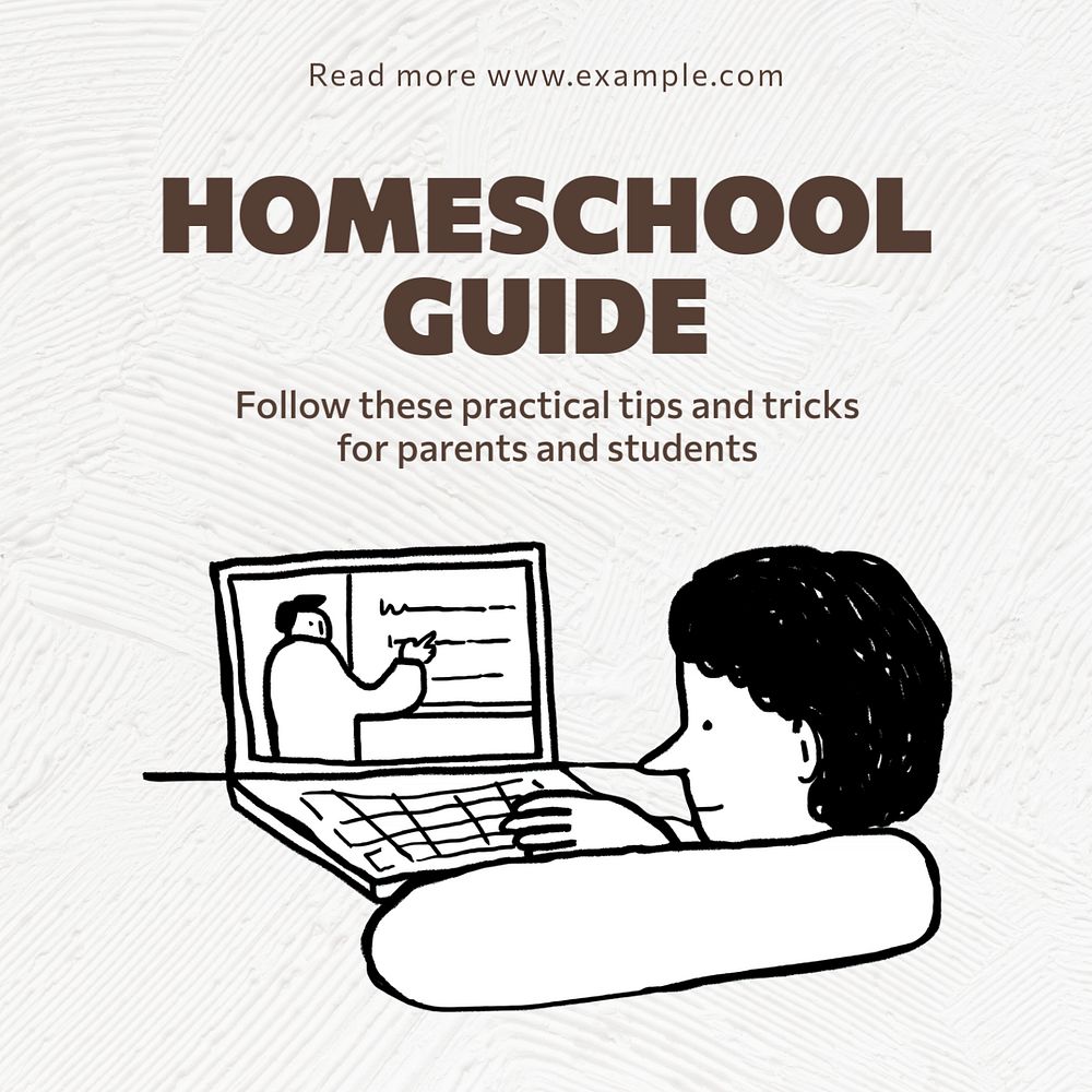 Homeschool guide Instagram post template, editable text