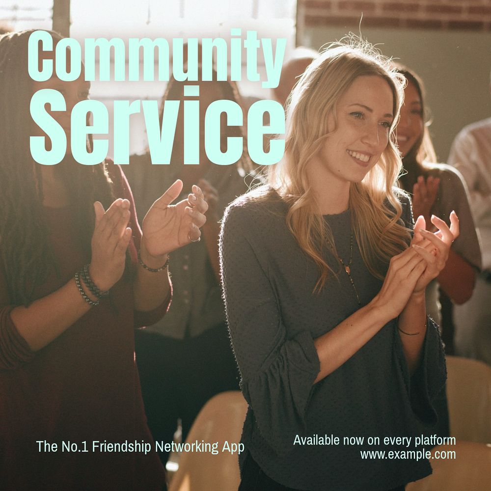 Community service Instagram post template, editable text