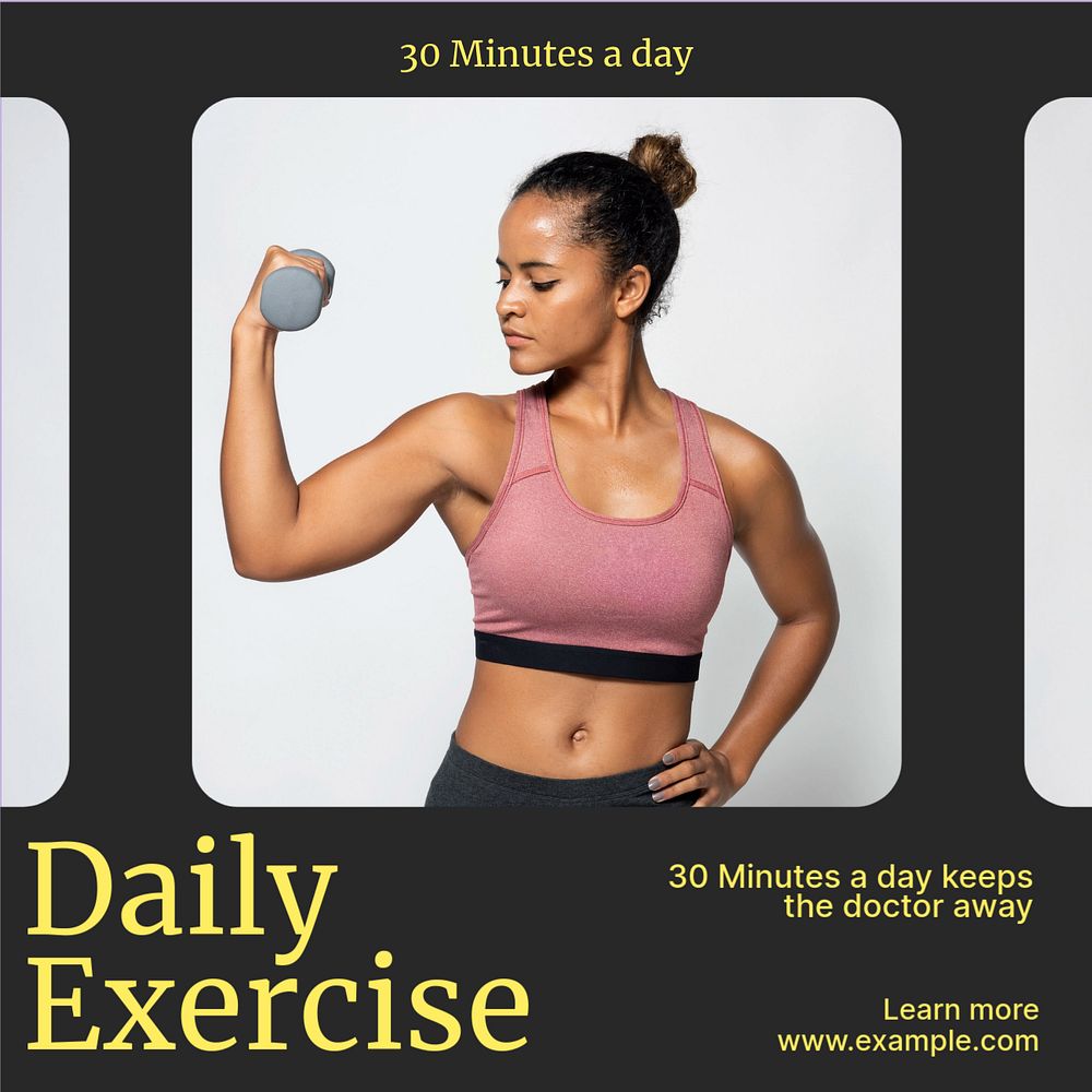 Daily exercise Instagram post template, editable design