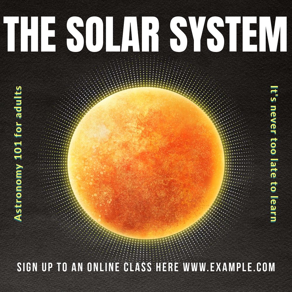 Solar system class Instagram post template, editable text