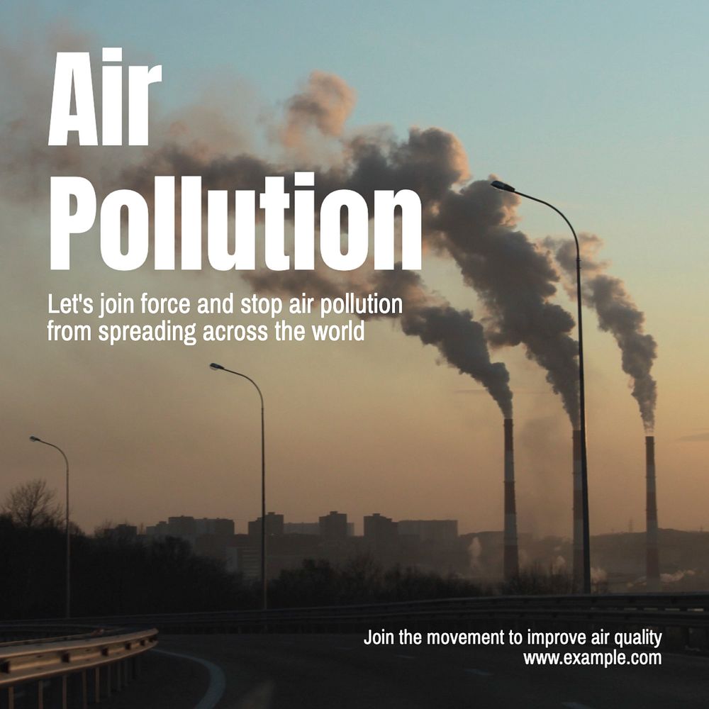 Air pollution Instagram post template, editable text