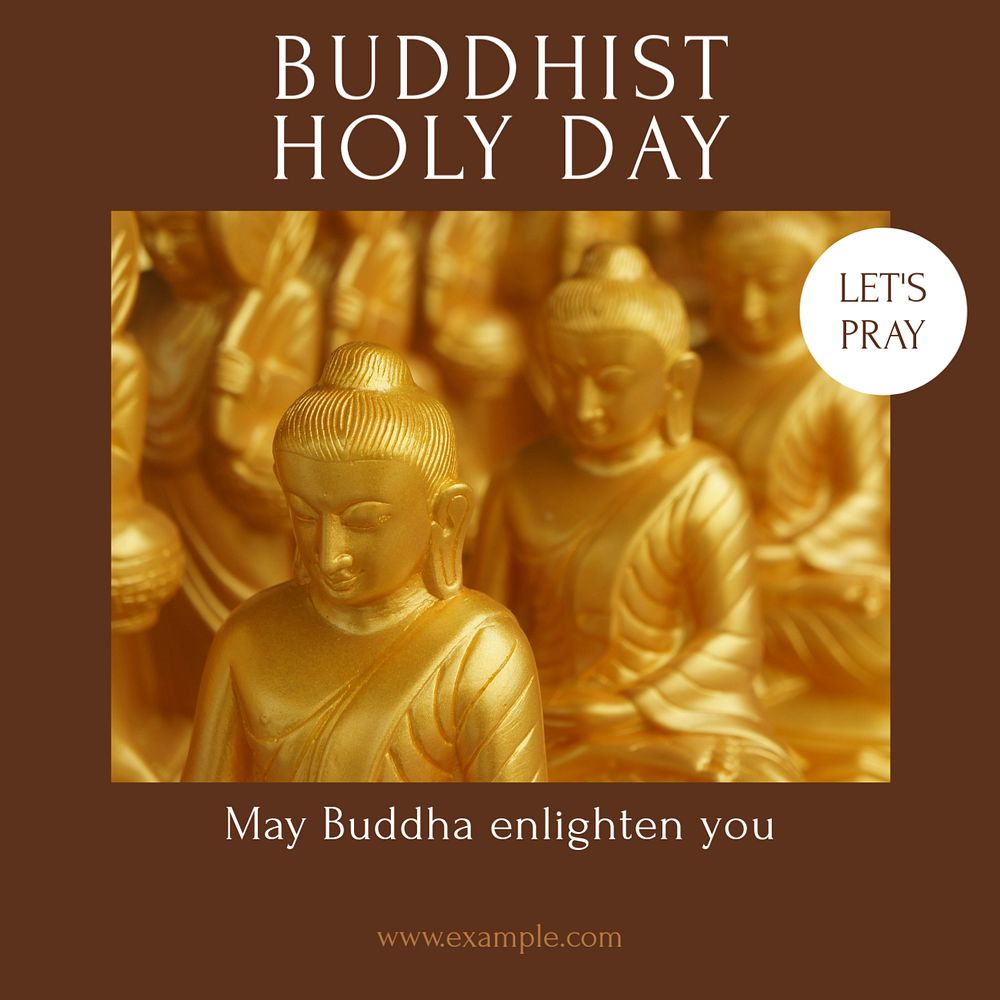 Buddhist Holy Day Instagram post template, editable text