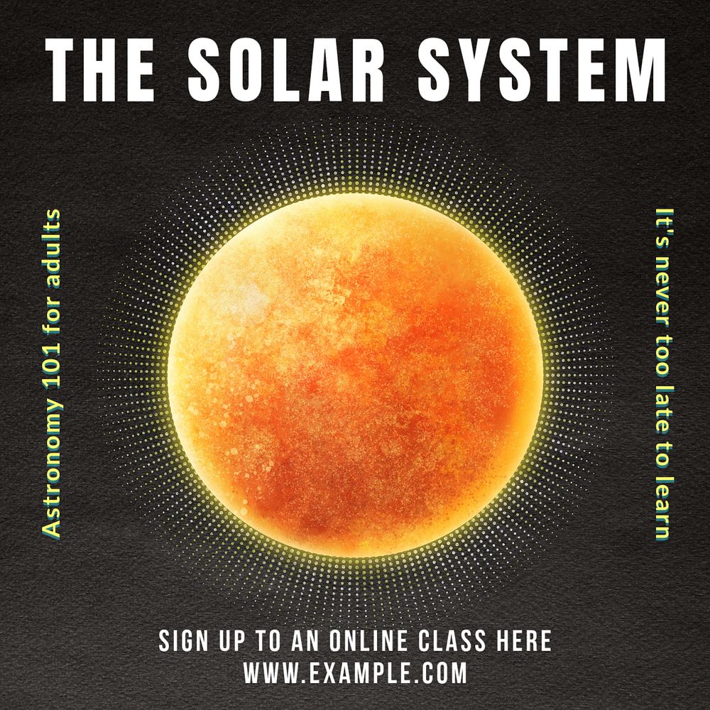 Solar system class Instagram post template, editable text