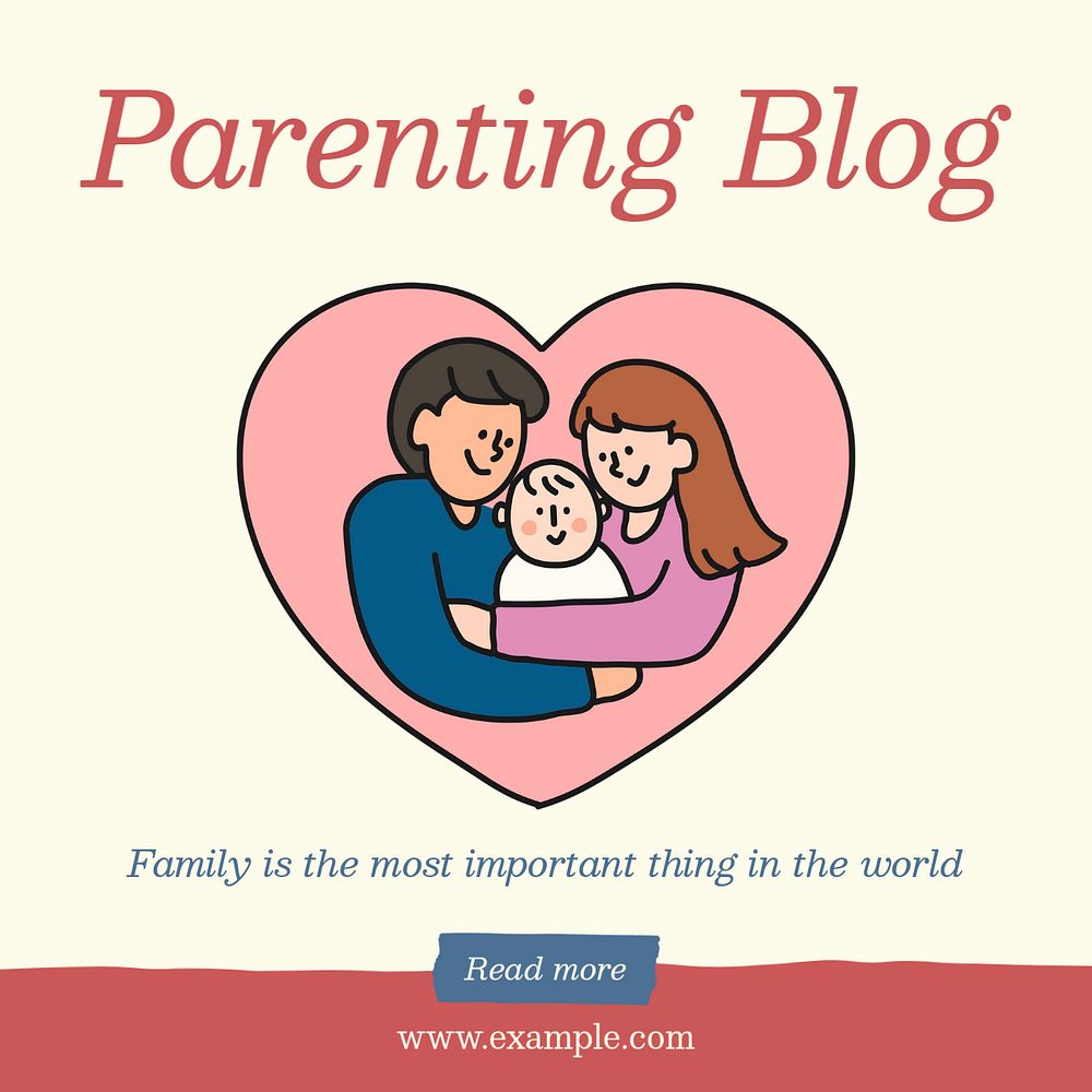 Parenting blog Instagram post template, editable text