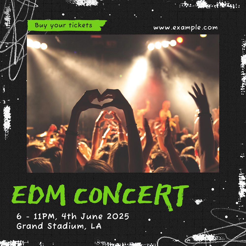 EDM concert Instagram post template, editable text