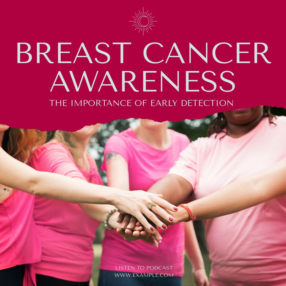 Breast cancer awareness Instagram post template, editable text