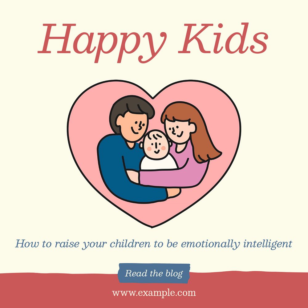 Happy kids Instagram post template, editable text