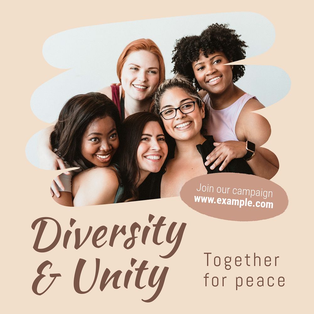 Diversity & unity Instagram post template, editable text