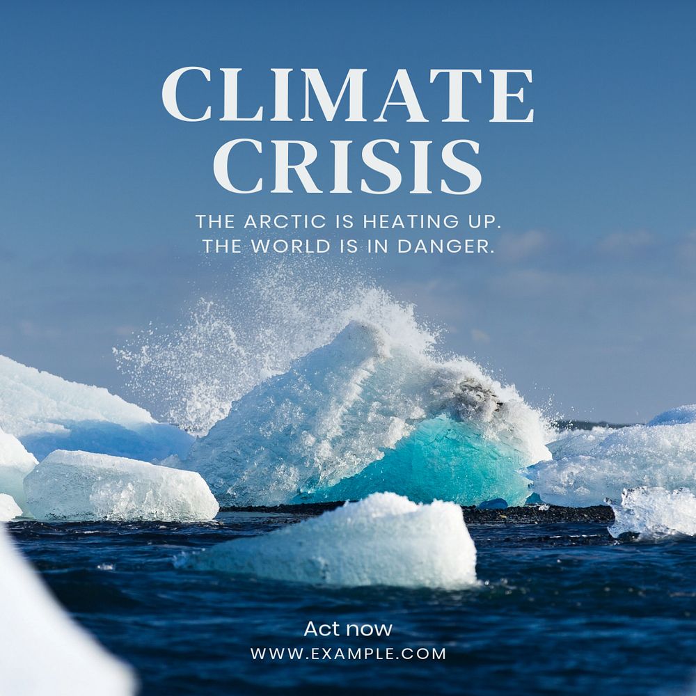 Climate crisis Instagram post template, editable text