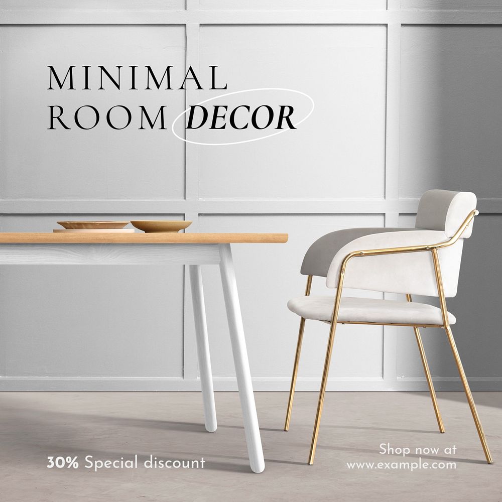 Minimal room decor Instagram post template, editable text