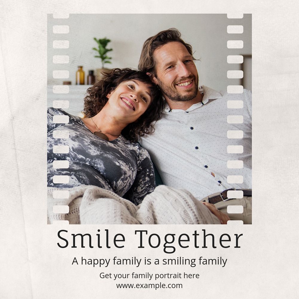 Happy family Instagram post template, editable text