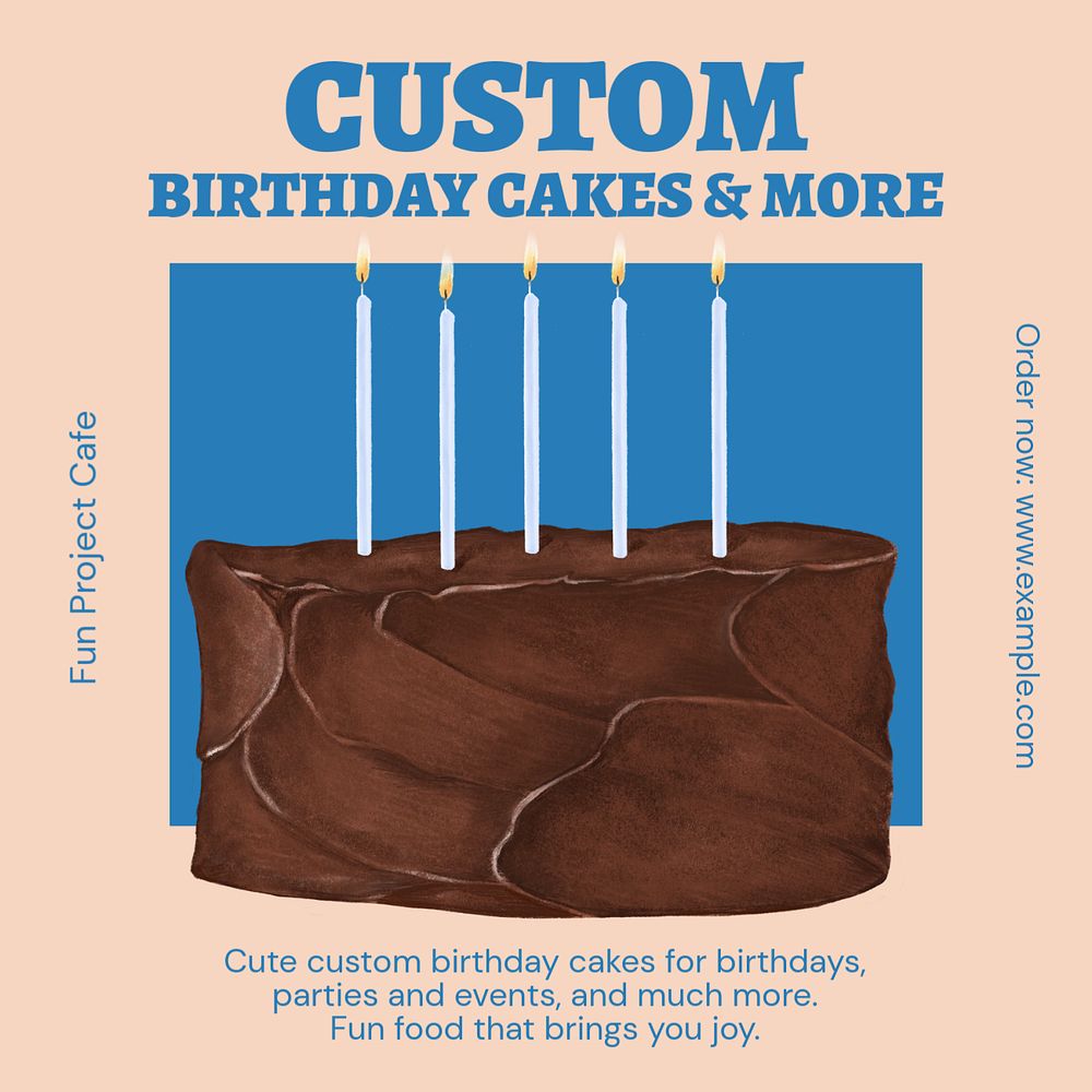 Birthday cakes Instagram post template, editable text