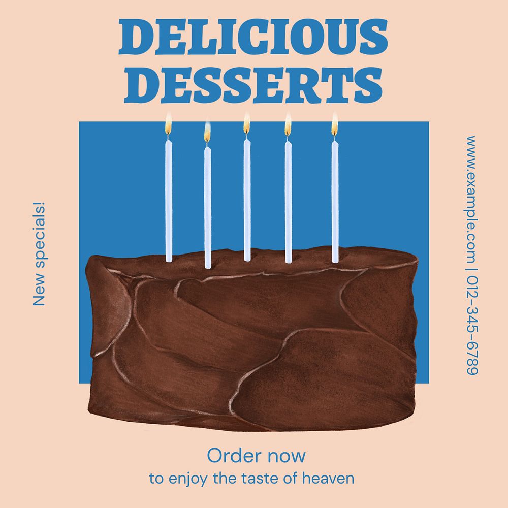 Delicious dessert Instagram post template, editable text