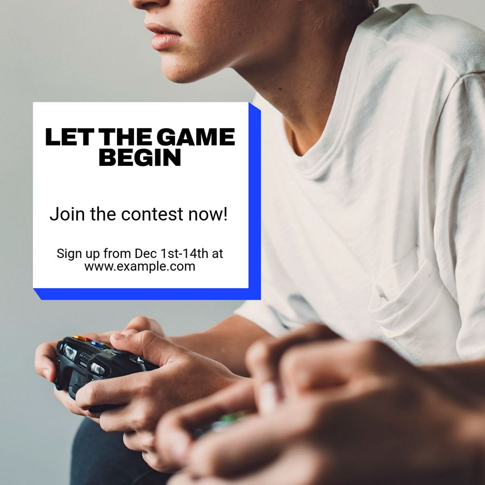 Game contest Instagram post template, editable text