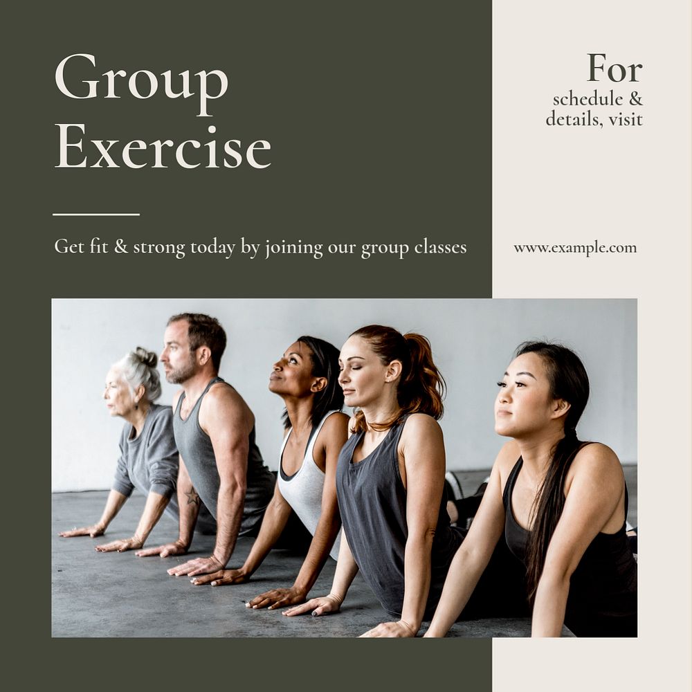 Group exercise Instagram post template, editable text