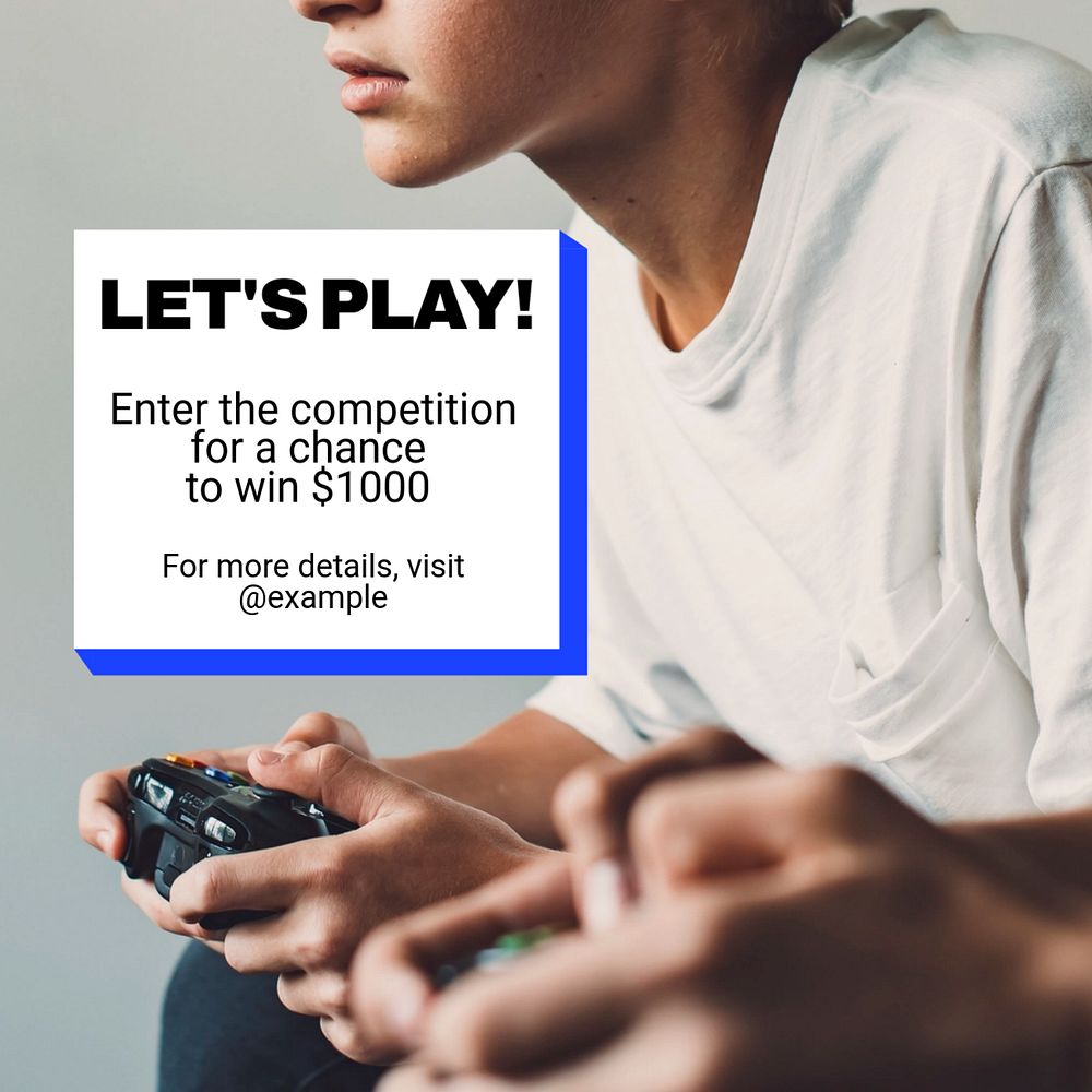 Play & competition Instagram post template, editable text