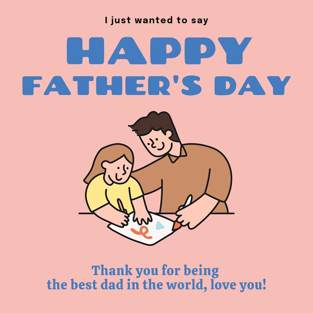 Father's day Instagram post template, editable text