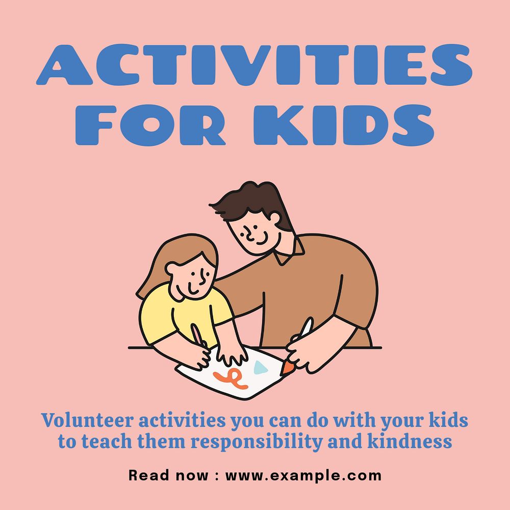 Activities for kids Instagram post template, editable text