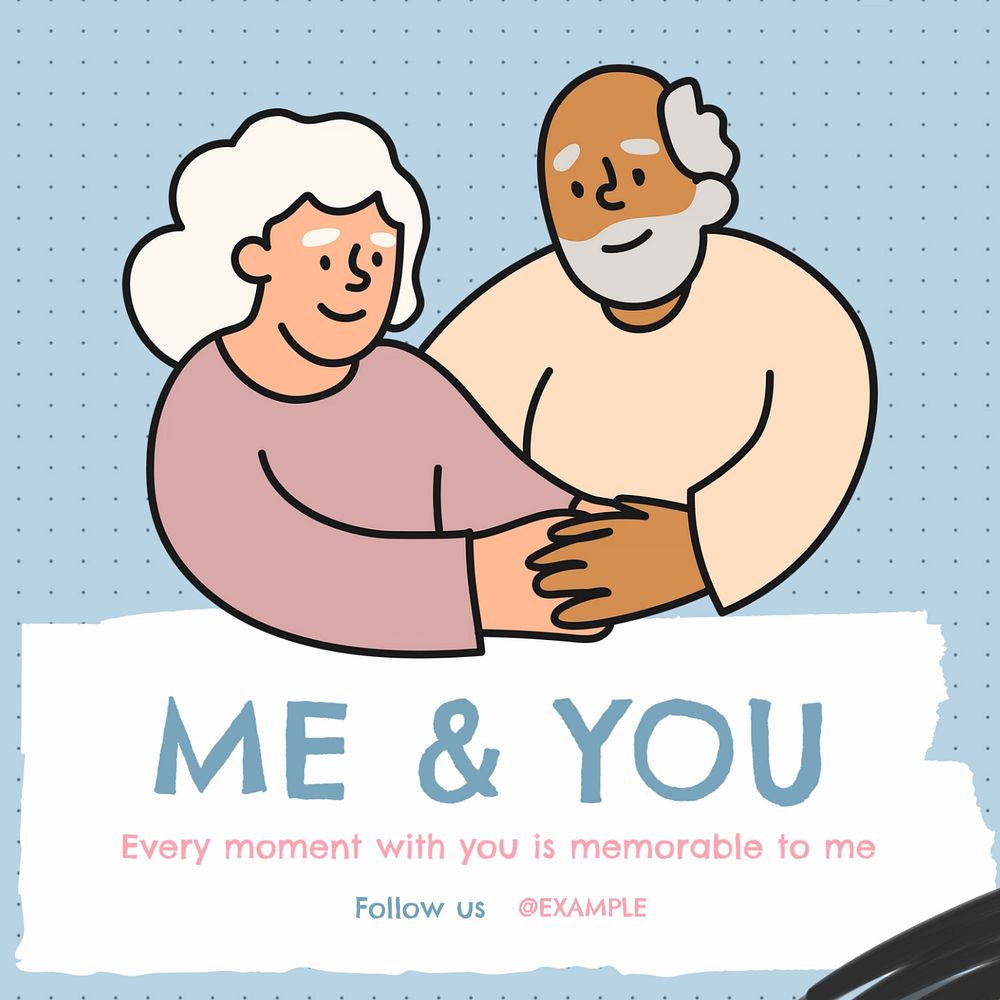 Me & you Instagram post template, editable text