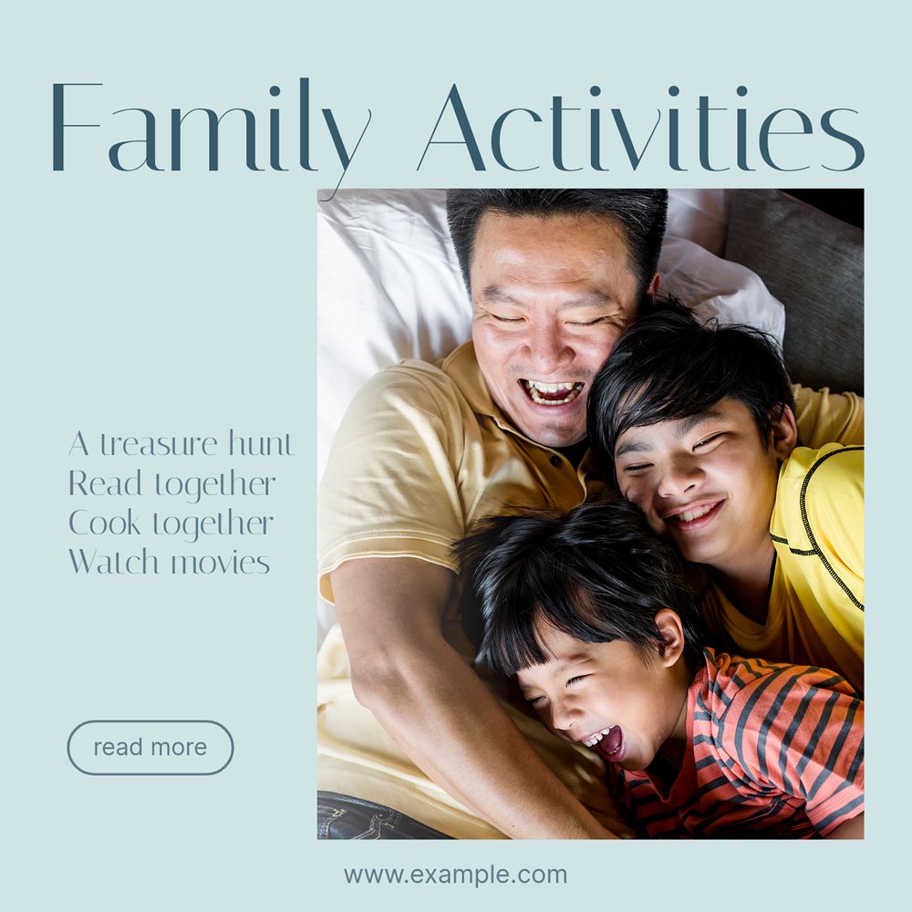 Family activities Instagram post template, editable text