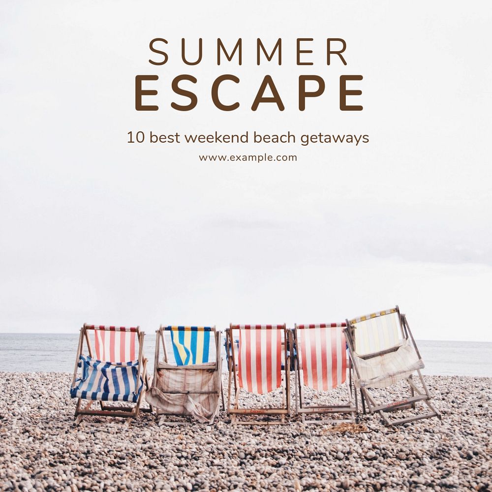 Summer escape Instagram post template, editable text