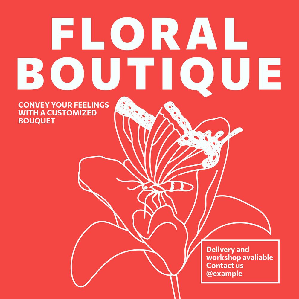 Floral boutique Instagram post template, editable text