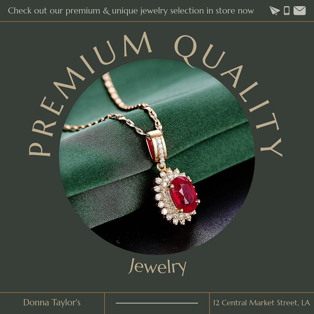 Premium jewelry Instagram post template, editable text