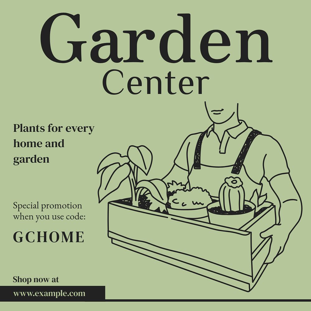 Garden center Instagram post template, editable text