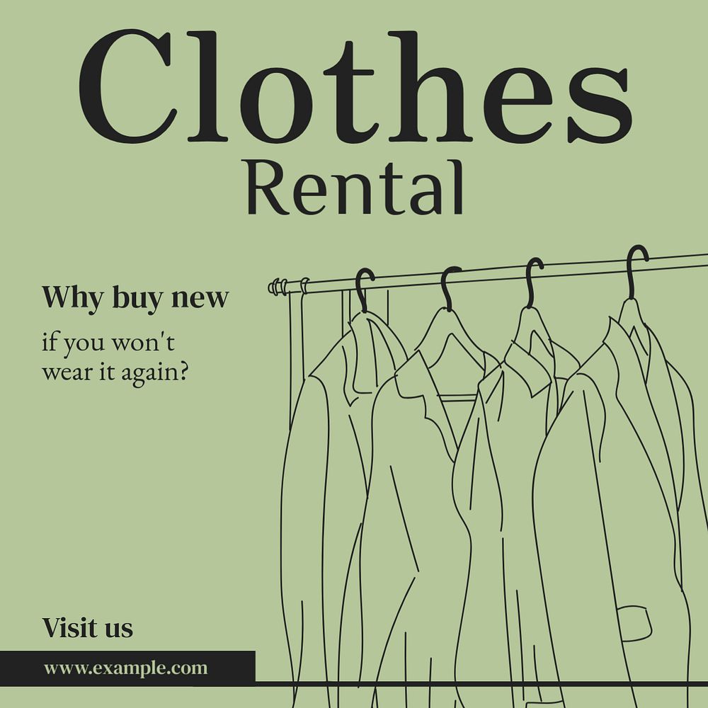 Clothes rental Instagram post template, editable text