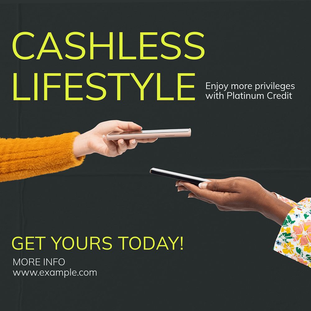 Cashless lifestyle Instagram post template, editable text