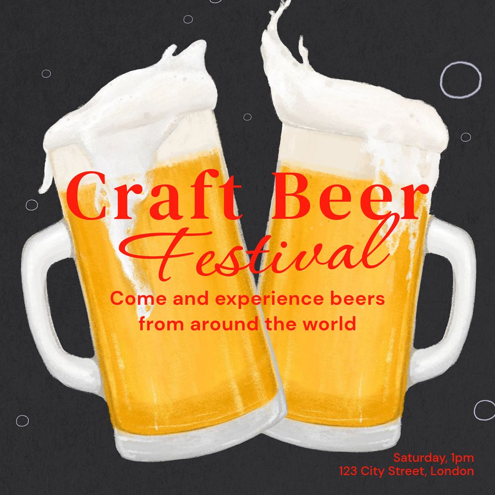 Craft beer festival Instagram post template, editable text