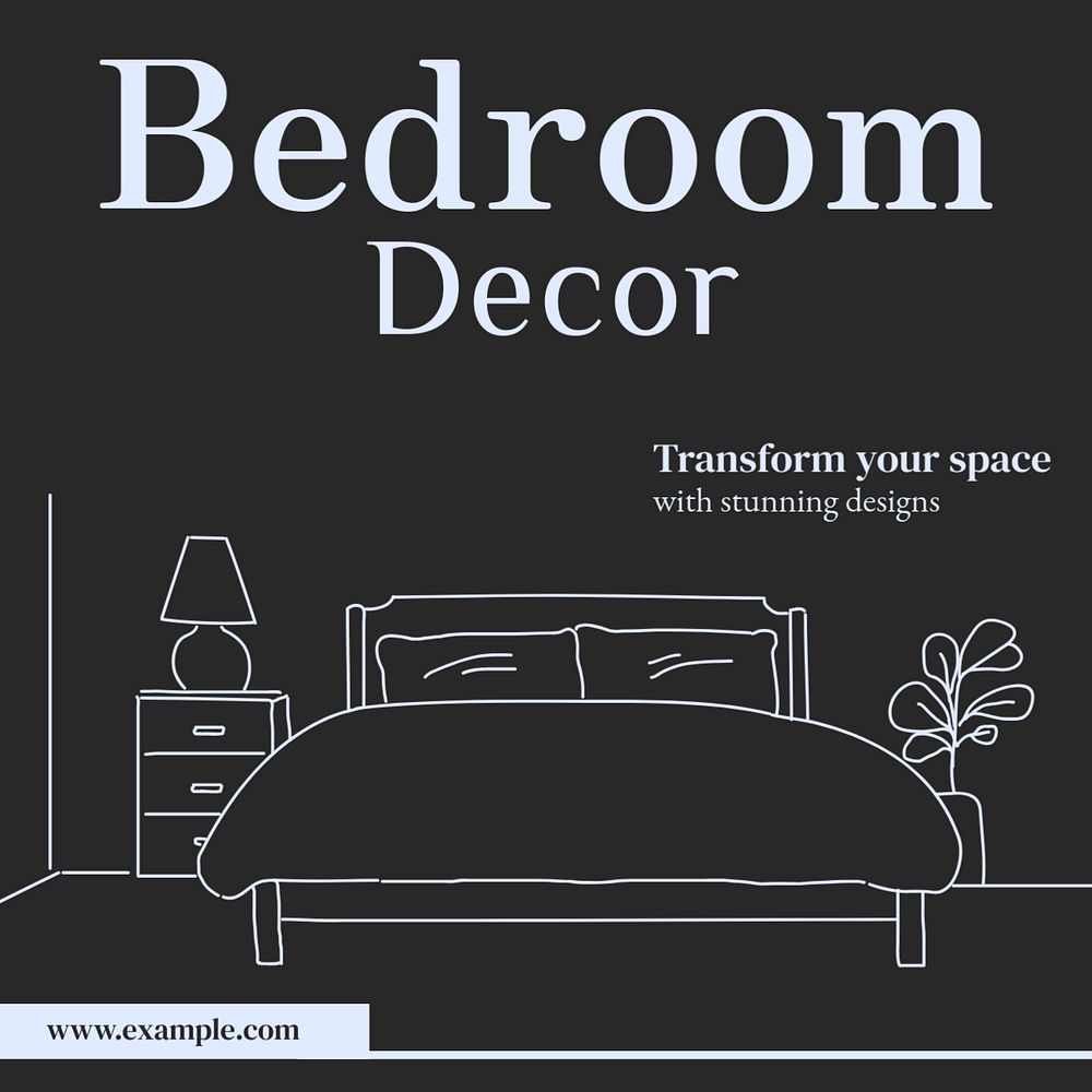 Bedroom decor Instagram post template, editable text