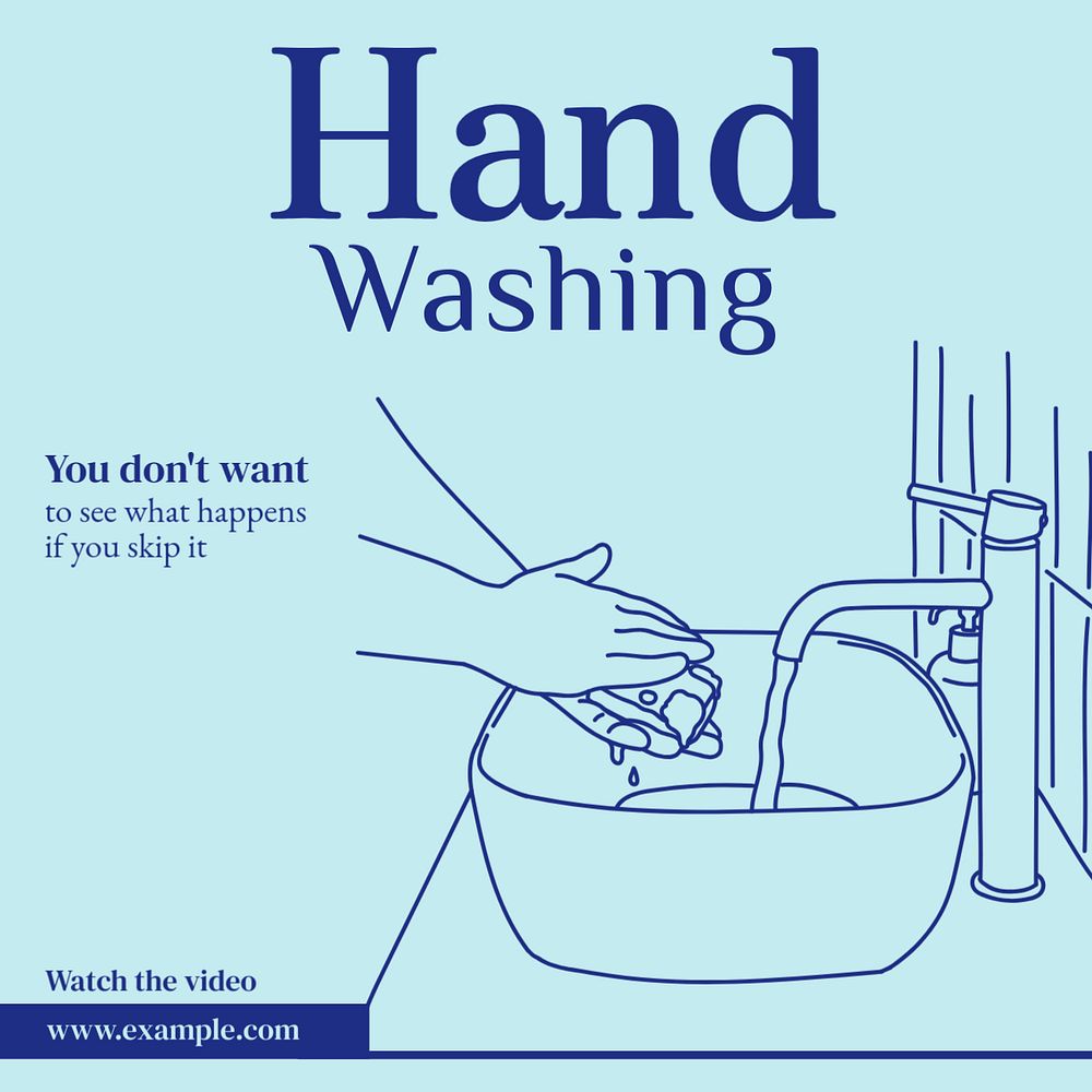 Hand washing Instagram post template, editable text