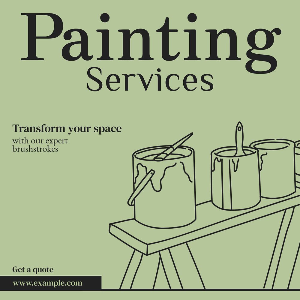 Painting service Instagram post template, editable text