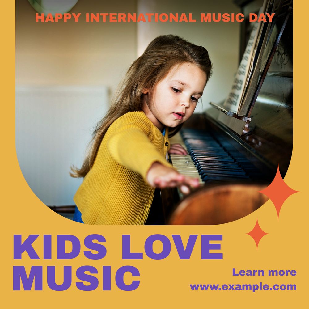 Kids love music Instagram post template, editable text