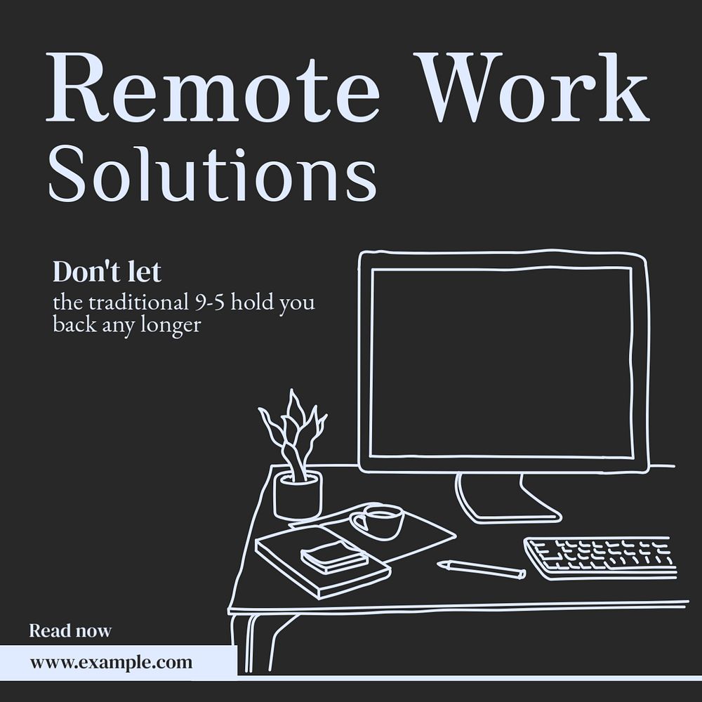 Home remote work Instagram post template, editable text