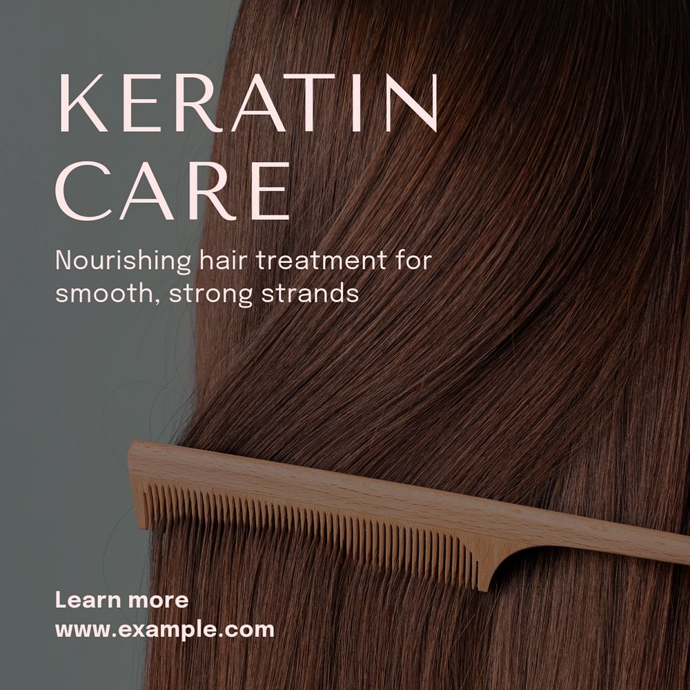 Keratin care Instagram post template, editable text