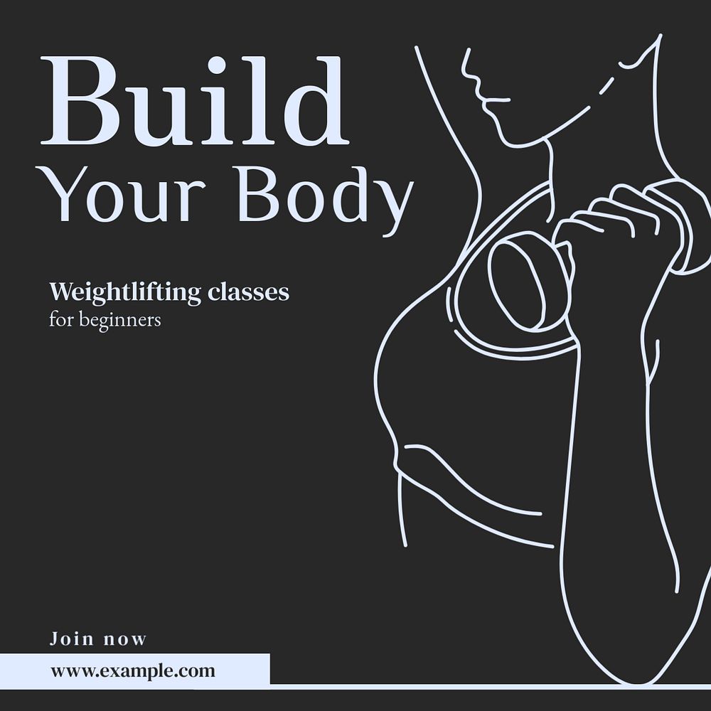 Build your body Instagram post template, editable text